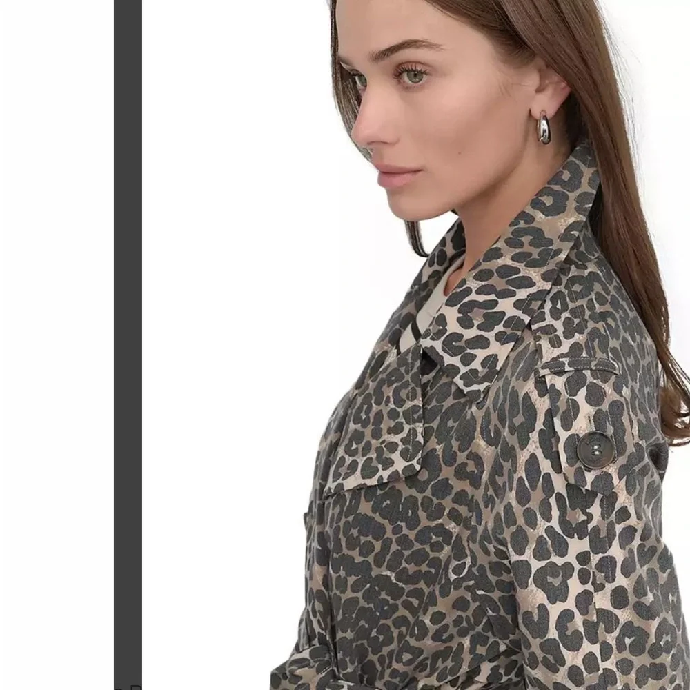 DKNY Leopard Print Trench Coat - Picture 2 of 7